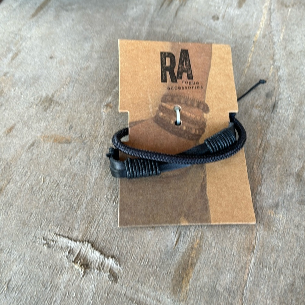 RA Rogue Accessories Braided Leather/Cord 2-Piece‎ Men’s Bracelet Set NWT